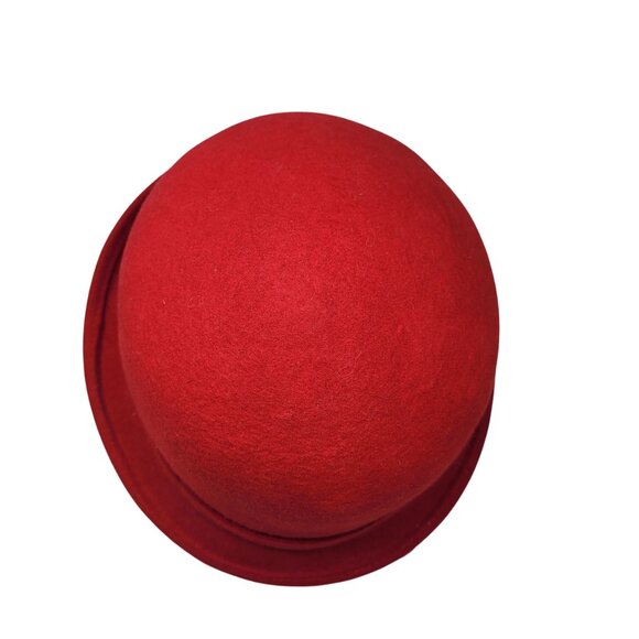 Galliano Sorbatti Red Wool‎ Cloche Hat Italy Black Beaded Bow Flapper Retro main image 5